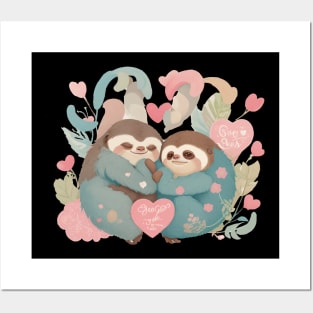 Cute Sloths Couple Posters and Art